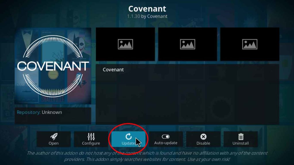 Covenant kodi update