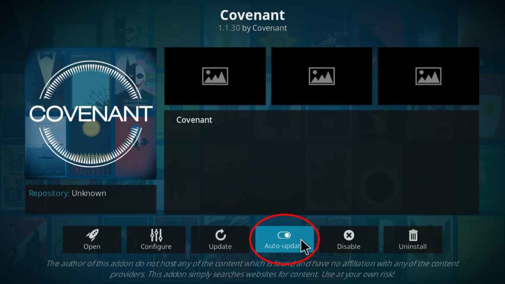 covenant kodi auto update