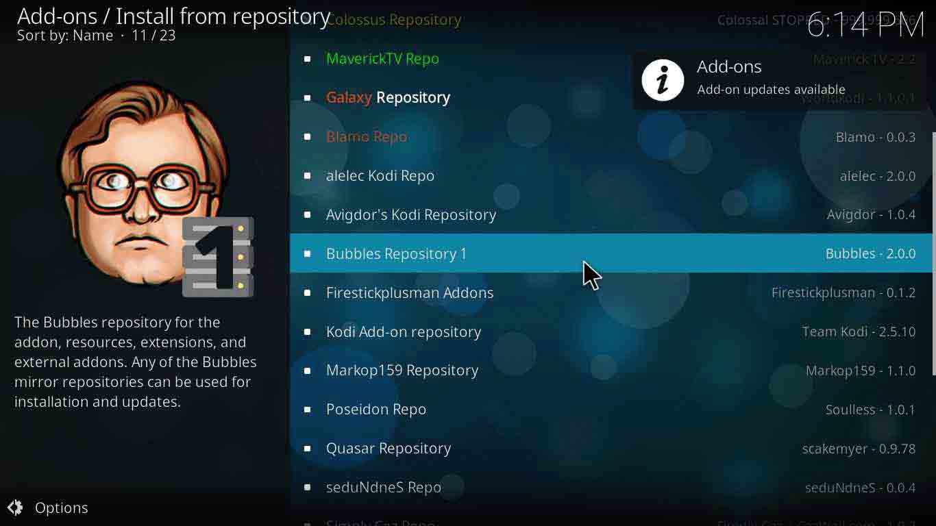 bubbles kodi setup