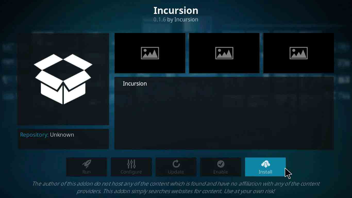 incursion kodi setup